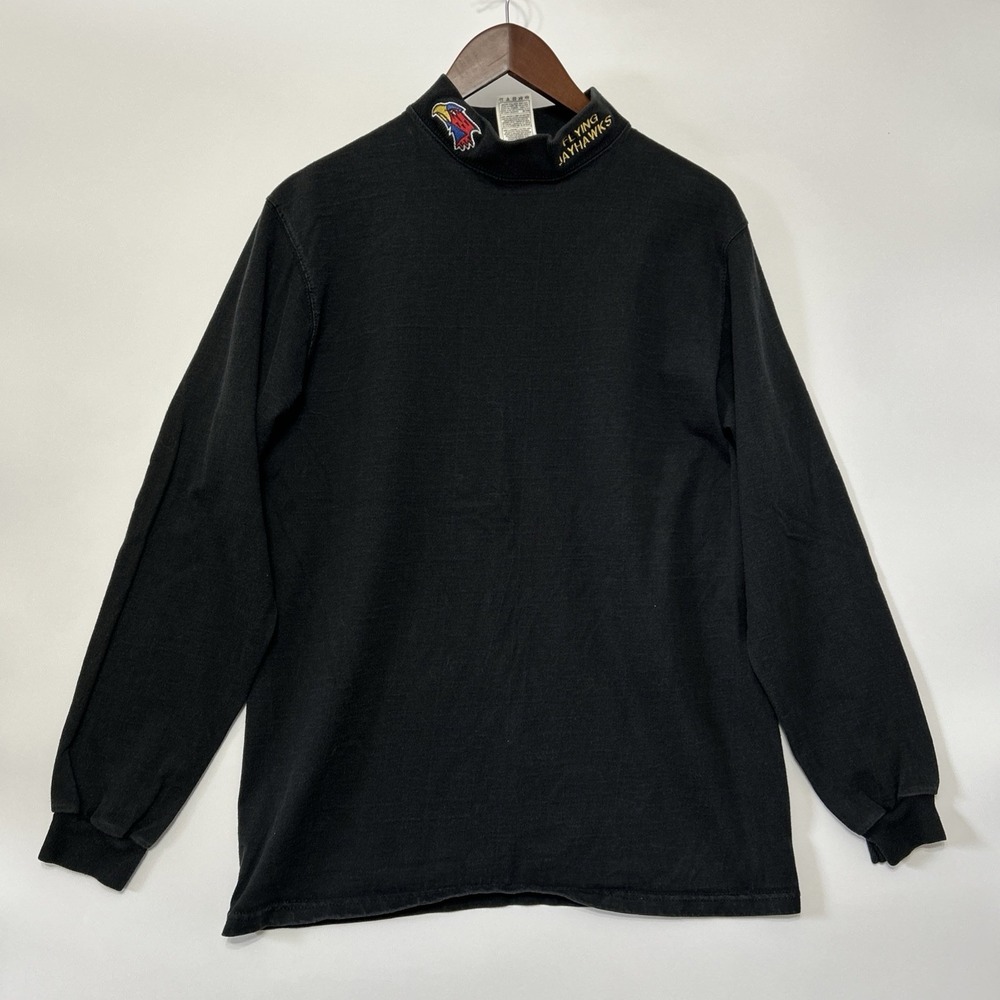 Vintage Flying Jayhawks Air Force‎ Squadron Shirt KU Size M Turtleneck Military